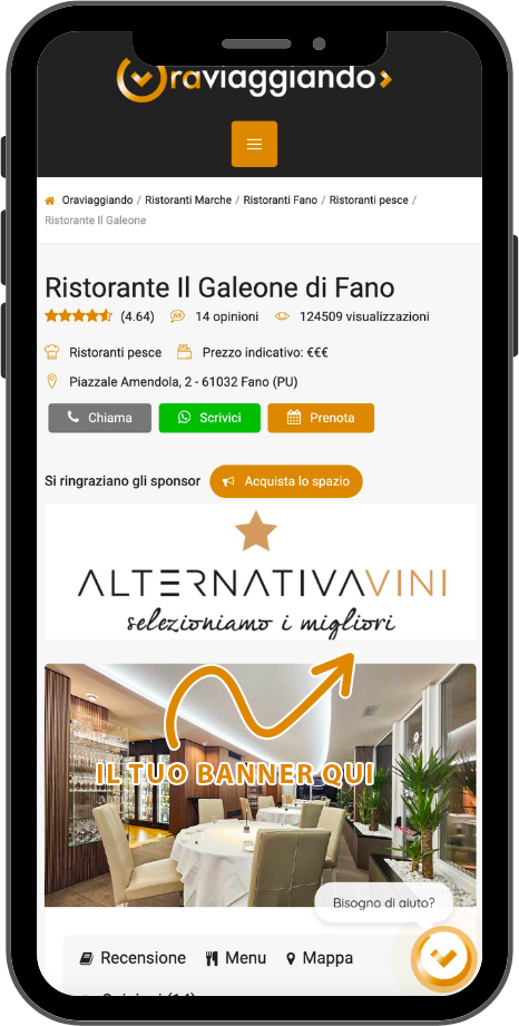 Smartphone mockup Oraviaggiando vetrina