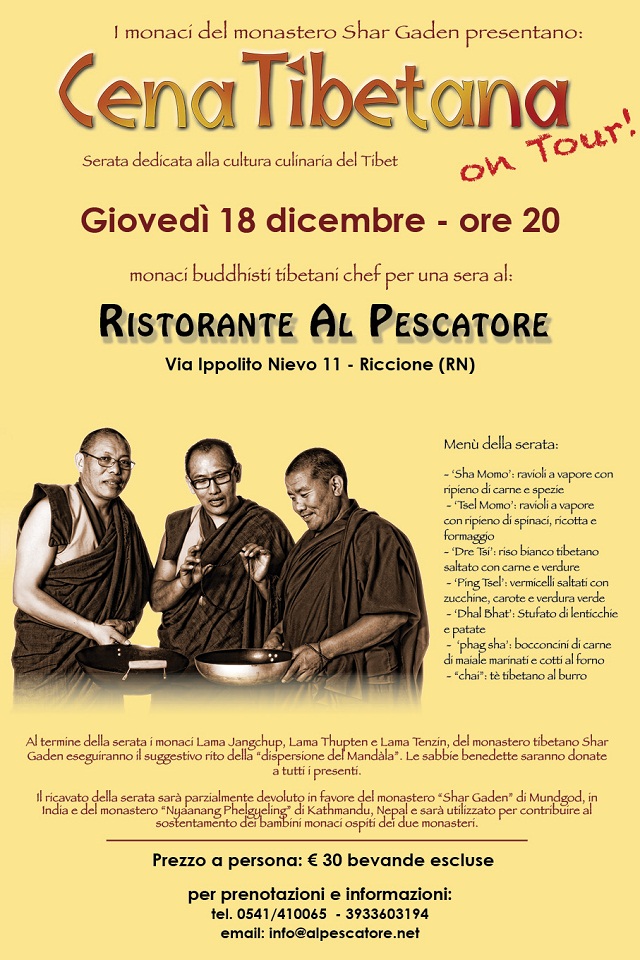 Cena Tibetana presso il ristorante Al Pescatore di Riccione