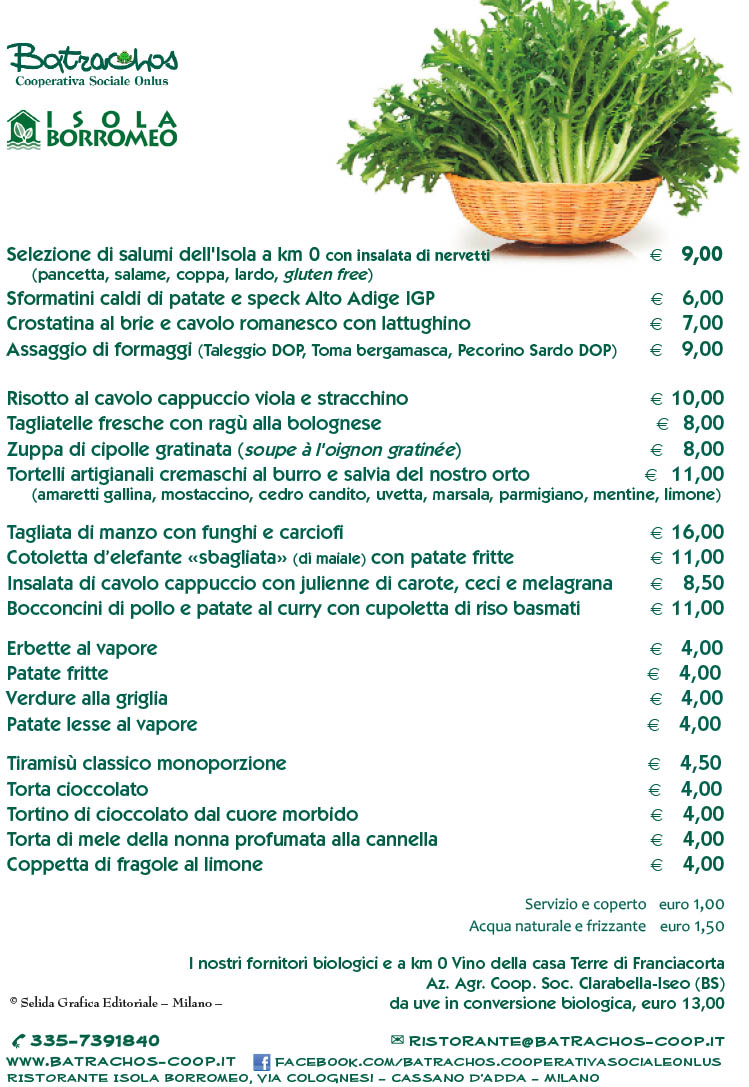 Nuovo menu alla carta