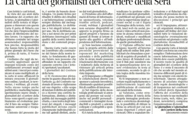 Anteprima Carta degli intenti del Corriere della Sera